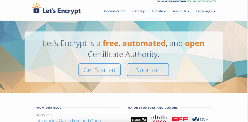 Let's Encrypt home page screenshot