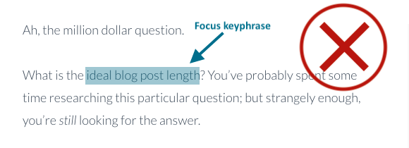 focus keyphrase not in introduction