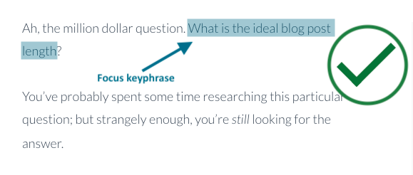 focus keyphrase in introduction