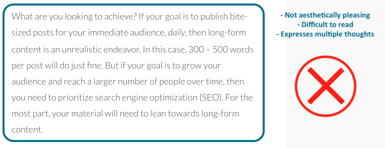 on-page seo long paragraph poor